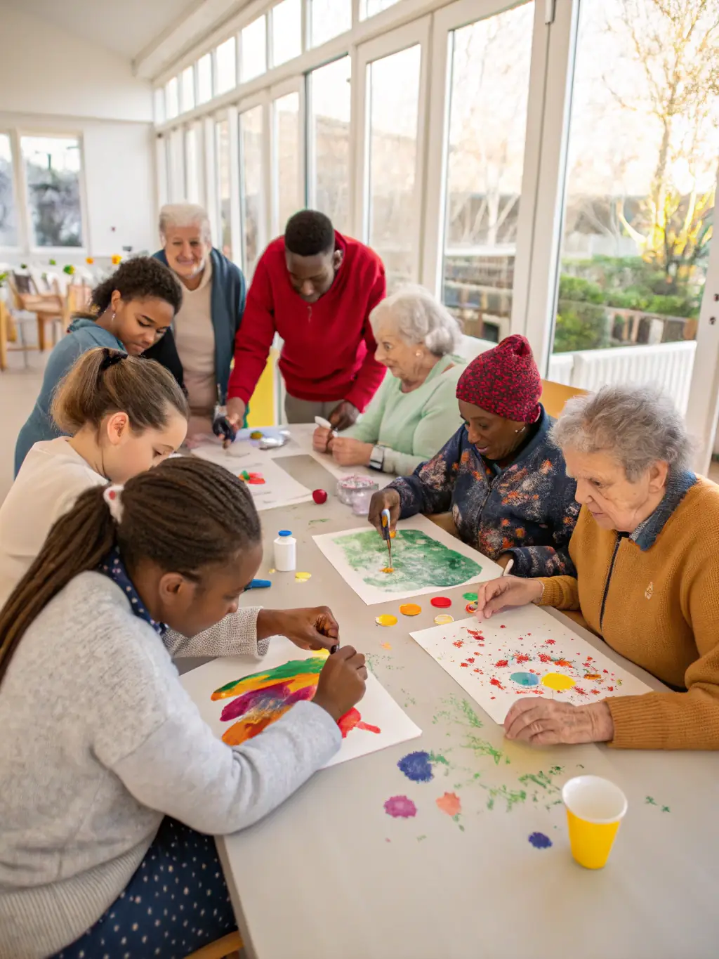 A vibrant image of young people creating art together, showcasing MRJC's focus on cultural expression and creativity.